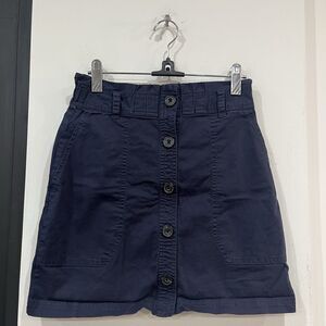 Abercrombie & Fitch Navy Ruffle Front Button Skirt Size XS Pockets